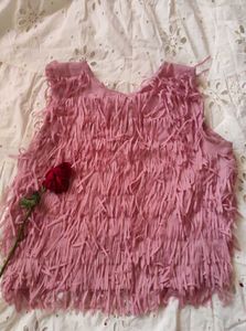 Pink Fringe Crop Top