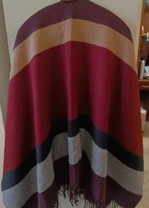 Striped Poncho Cape Sweater