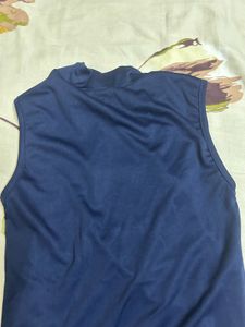 Sleek Navy Mock Neck Cutout Top