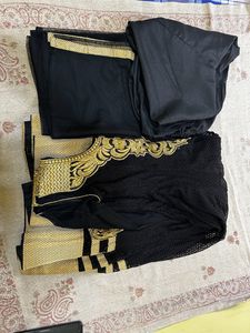 Elegant Black &amp; Gold Anarkali Dress