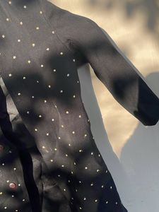 Black Polka Dot Kurta Jacket