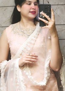 Elegant Peach Kurta Set with Dupatta