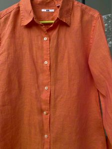 Uniqlo Formal Shirt For Women In Orange - Office Wear