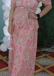 Chic Floral Wide leg plazzo and top belt