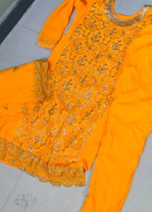 Stunning Yellow Embroidered Lehenga Choli Set