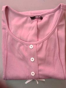 Sweet Pink Button-Up Nightgown