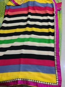 Beautiful Multicolour Striped Soft Silk Saree