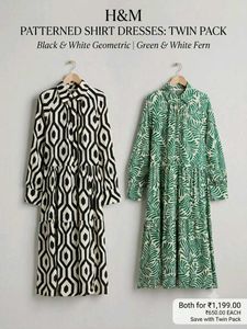 set of 2 H&amp;M Striped midi  T-Shirt dress