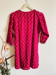 Red Embroidered Kurta