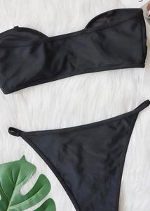 Chic Black Bikini Top with Gold Detail