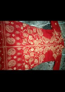 Red salwar with Golden Embroidery
