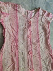 Pink Striped Button-Up Kurti