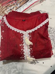 red kurti set