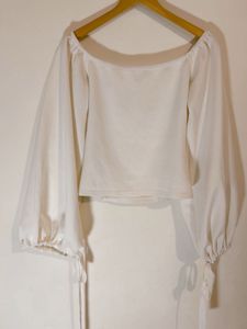 White Off-Shoulder Puff Sleeve Top
