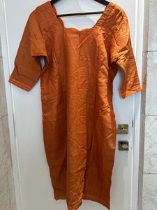 Vibrant Orange Striped Kurti