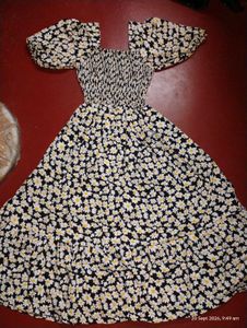 Floral Smocked Square Neck Dress
