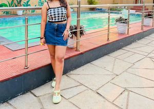 Denim Cargo Mini Skirt