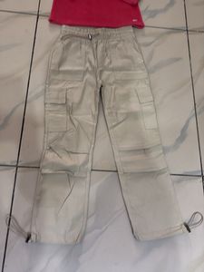 Pink Velvet Top &amp; Cargo Pants Set