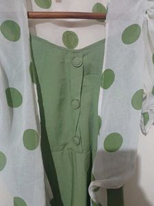 Green Polka Dot Dress &amp; Shrug