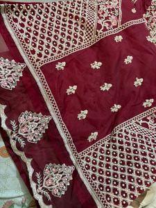 luxury Maroon pakistani suit with beautiful heavy