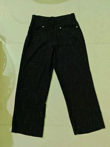 Stylish Black Patterned Wide Leg Pants