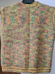 Handknitted woollen front open sleeveless Jacket