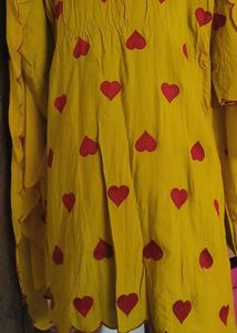 Heart Patterned Yellow Farshi Salwar Set