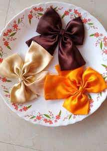 Set of 3 Satin Bow Hair Clips