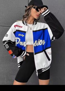 SHEIN Letter Graphic Colorblock Bomber Jacket