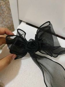 Elegant Black Organza Bow Hair Clip