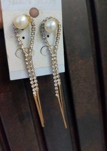 Elegant Pearl & Crystal Drop Earrings