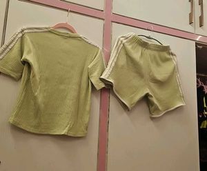Lime Green Adidas Ribbed Co-ord Set