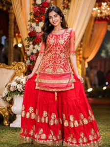 Stunning Red & Gold Embroidered Kurta Set