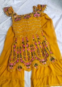 Yellow Embroidered Kurta Set for wedding function