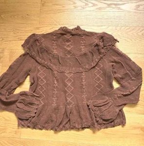 Brown Button-Up Knit Cardigan