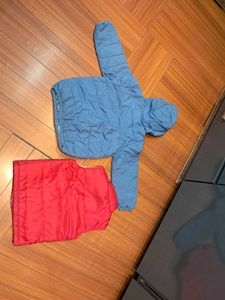 3) Baby Girls Puffer Jacket & Vest Set Reversable