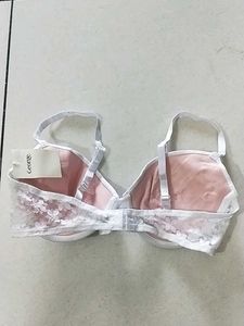 36D White Bra with Lace Detail