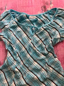 Blue Plaid Peplum Top