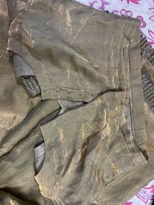 Elegant Golden Saree with Embellished Border