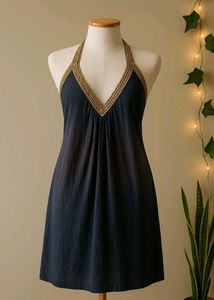 Halter Dress with Gold Detail
