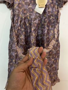 Fabindia Girls’ Lavender Floral Cotton Dress with