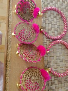 Elegant Pink &amp; Gold Bangles