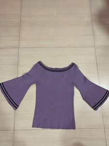Purple Bell Sleeve Knit Top