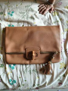 Chic Brown Leather Clutch Bag