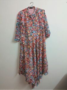 Floral Chiffon Collar Neck Women's Ethnic Dress💖