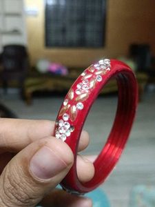 Red Bangles With Stone