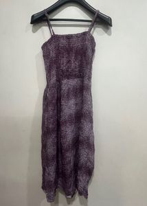 Purple Smocked Midi Dress