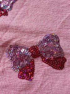 Cute Pink Sequin Bow Top