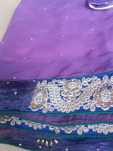 Purple Saree with Embellished Blouse