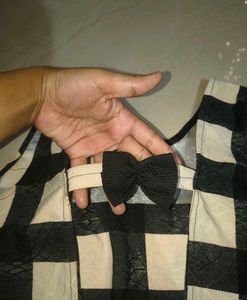 Black &amp; White Gingham Peplum Dress